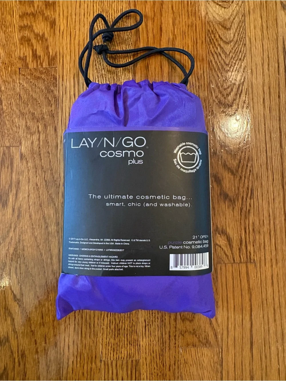 LAY N GO Cosmo Plus Purple Drawstring Cosmetic Bag
